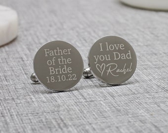 Saalort Personalized Father of The Bride Cufflinks Custom Any Wedding Date Saalort Personalized Father of The Bride Cufflinks Custom Any Wedding Date