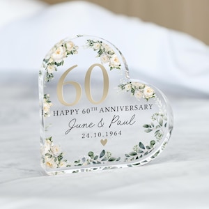 Personalised Floral 60th Anniversary Gift, Diamond Anniversary Plaque, Anniversary Gifts, 650th Anniversary Gift for Husband Wife Parents