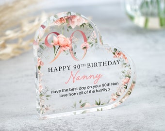 Personalised Happy 90th Birthday Gift Plaque, Birthday Gift For Nan Grandma Mum, 90th Birthday Gifts, Floral 90th Gift, Gifts for Her