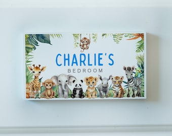 Personalised Baby Door Sign, Kids Door Sign, Safari Animal Sign, Baby Nursery Door Plaque, Kids Sign, Jungle Door Sign, Kids Bedroom Gifts
