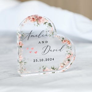 Cadeau personnalisé plaque coeur de mariage, cadeau de fiançailles pour couple, cadeau d&#39;anniversaire pour M. et Mme, cadeau souvenir pour rendez-vous, plaque de fiançailles