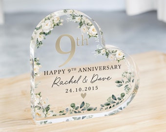 Personalised Floral 9th Anniversary Gift, Pottery Anniversary Plaque, Anniversary Gifts, 9th Anniversary Gift for Husband Wife Parents