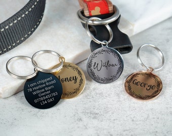 Personalised Dog Tag, Stainless Steel Dog Tag, Engraved Tag, Double Sided Pet Tag, Puppy Tag, Cat Tag, Microchip Tag, Dog Collar ID Tag