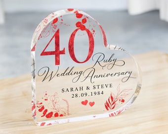 Personalised 40th Anniversary Gift, Ruby Anniversary Gift, Parents Anniversary Plaque, 40th Gifts, Wedding Anniversary Gifts