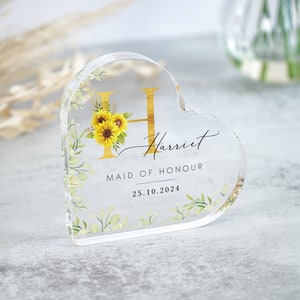Personalised Sunflower Bridesmaid Gift, Maid of Honour Gift, Flower Girl Gift, Wedding Thank you Gift, Party Gifts, Sunflower Wedding Gifts