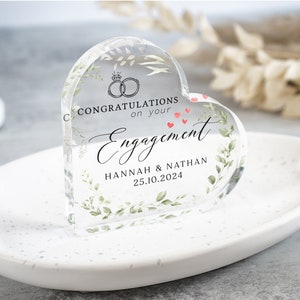 Cadeau plaque fiançailles personnalisée coeur, cadeau fiançailles de félicitations, cadeau de fiançailles pour couple, cadeau souvenir date, plaque fiançailles