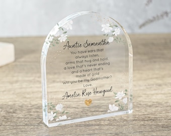 Personalised Godparents Proposal Gift, Godmother Ornament Gift, Will You Be My Godmother Gift, Godfather Gift, Christening Plaque