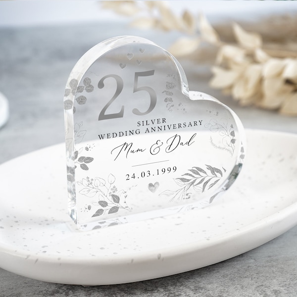 Personalised 25th Wedding Anniversary Gift, Silver Anniversary Plaque, Anniversary Gifts, 25th Anniversary Gift for Husband Wife Parents