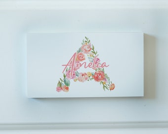 Personalised Baby Door Sign, Baby Girl Door Sign, Baby Nursery Door Plaque, Floral Initial Doorsign, Door Plaque, Kids Bedroom Gifts