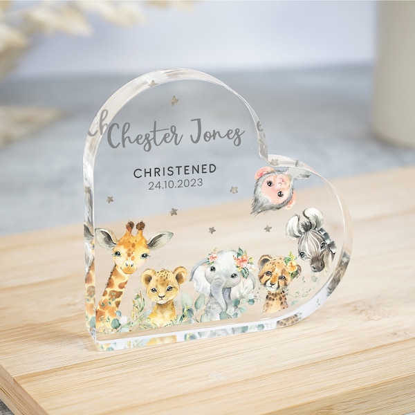 Personalised Christening Gift, Safari Animals Gift, Christening Keepsake Gift, Gift for New Baby, Baptised Gift, Baptism Gift, Jungle Animal