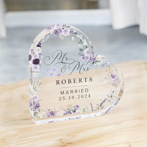 Cadeau de mariage personnalisé pour Mr et Mme, cadeau d&#39;anniversaire pour Mr et Mme, plaque coeur, cadeau de fiançailles, cadeau souvenir, cadeau de fiançailles