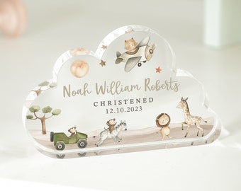 Personalised Christening Gift, Cloud Baby Plaque, Christening