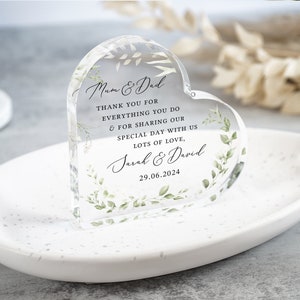 Personalised Parents of the Bride Thank You Gift, Thank You Heart Plaque from Bride & Groom, Wedding Gifts, Parents of Groom Gift, Mum Dad