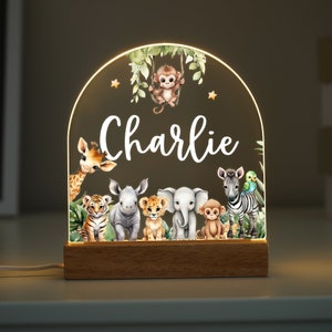 Lampe animal LED personnalisée, cadeau veilleuse pour enfant, lumière animaux safari de la jungle, cadeaux d'anniversaire pour enfant, lampe de table pour chambre d'enfant