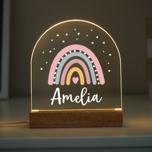 Personalised LED Nursery Lamp, Kids Night Light Gift, Rainbow Light, Baby Girl Light, Birthday Gifts for Kids, Kids Bedroom Nursery Light