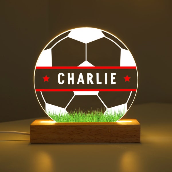 Lámpara de fútbol LED personalizada, regalo de luz nocturna de fútbol, regalos de fútbol para el dormitorio, regalos de cumpleaños para niños, luz de la guardería del dormitorio de los niños