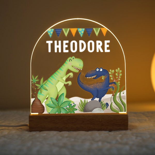 Lámpara de dinosaurio LED personalizada, regalo de luz nocturna para niños, regalos de dinosaurios para el dormitorio, regalos de cumpleaños para niños, luz de la guardería del dormitorio de los niños