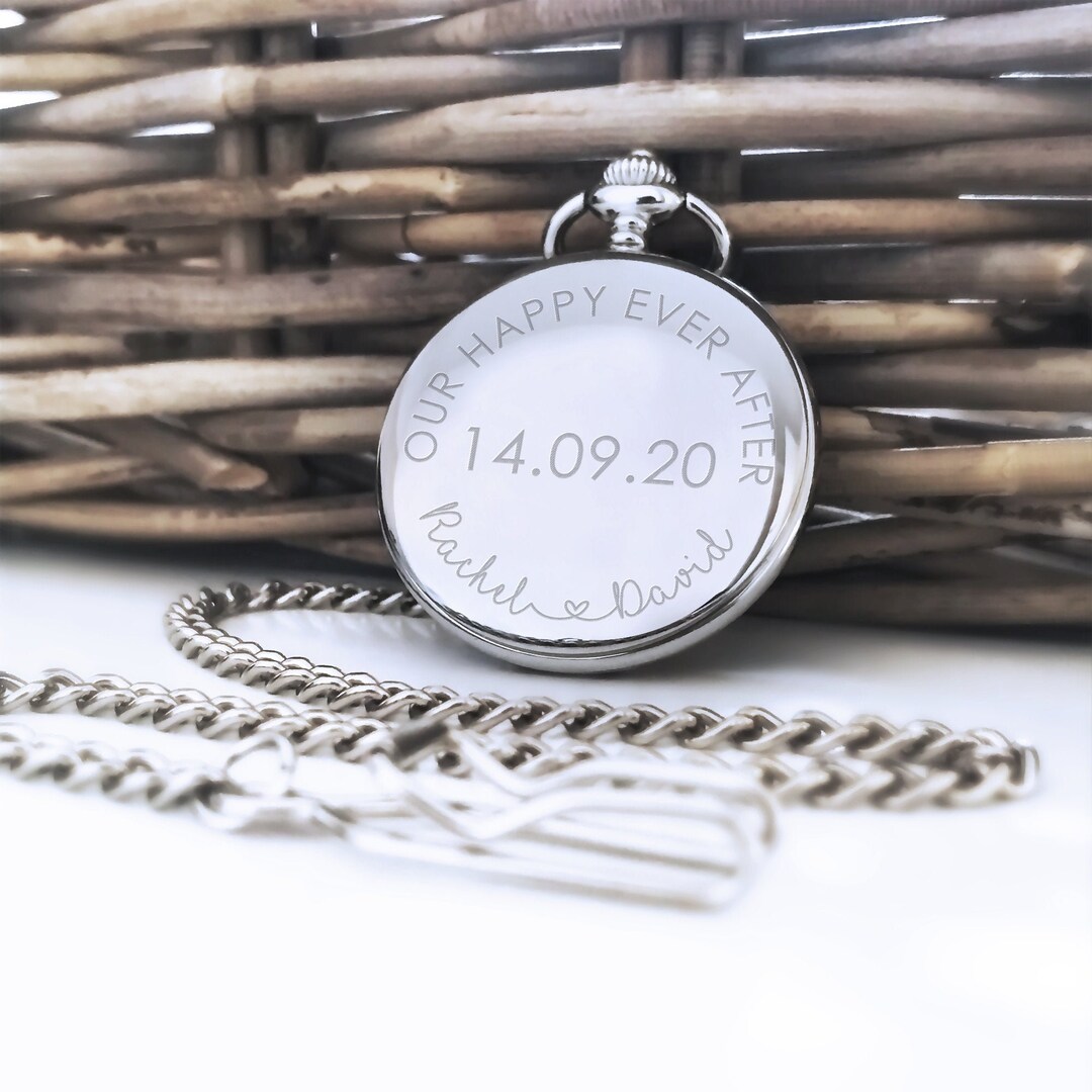 Personalised Engraved Pocket Watch Bride to Groom Gift Groom Etsy