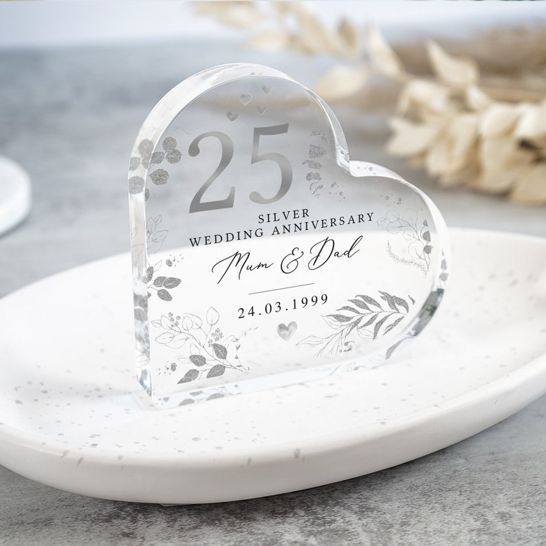 Personalised 25th Wedding Anniversary Gift, Silver Anniversary Plaque, Anniversary Gifts, 25th Anniversary Gift for Husband Wife Parents image 1