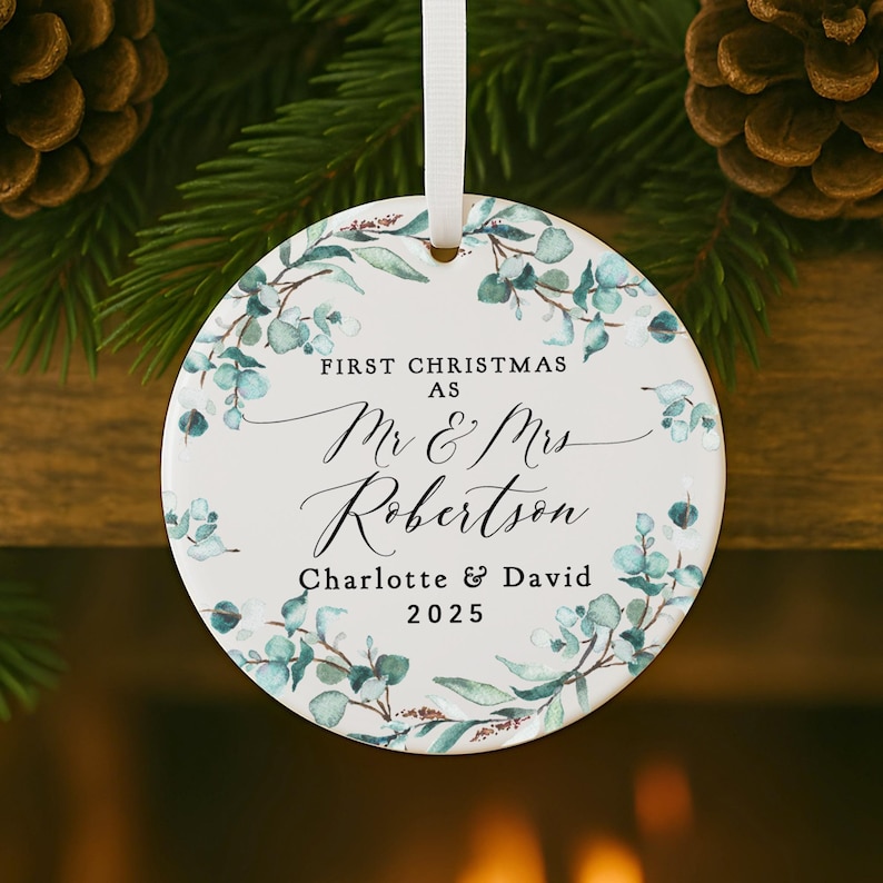 First Christmas Married Ornament, Mr & Mrs First Christmas Ornament, Married Christmas Keepsake, 1st Christmas Gifts, 1st Christmas Bauble image 8