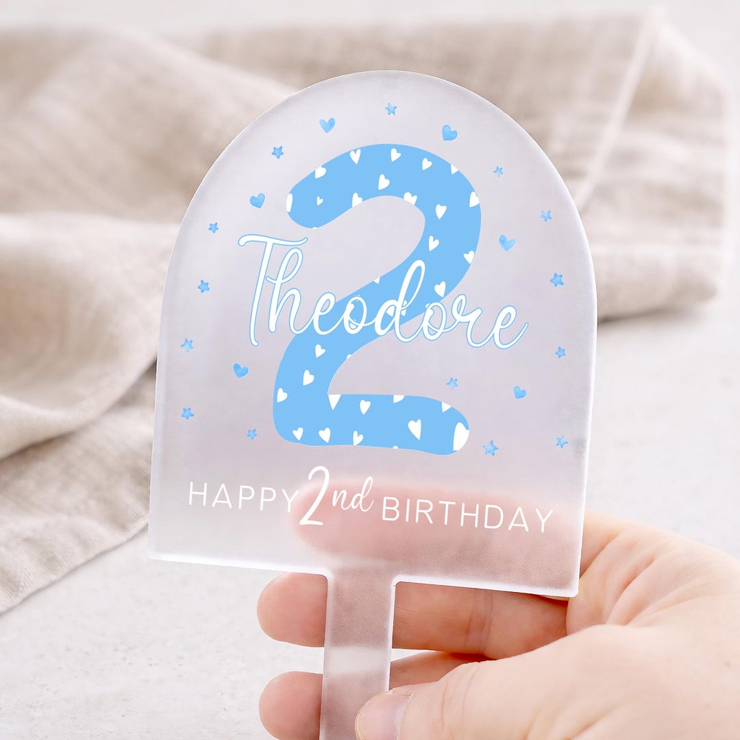 Personalised 2nd Birthday Cake Topper for Baby Boy, Second Birthday ...
