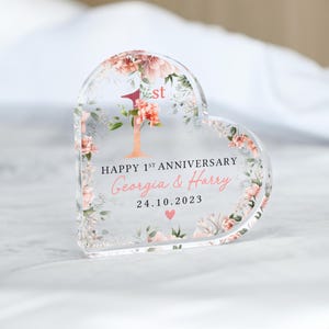Personalised Floral 1st Anniversary Gift, Paper Anniversary Plaque, Anniversary Gifts, 1st Anniversary Gift for Husband Wife Parents