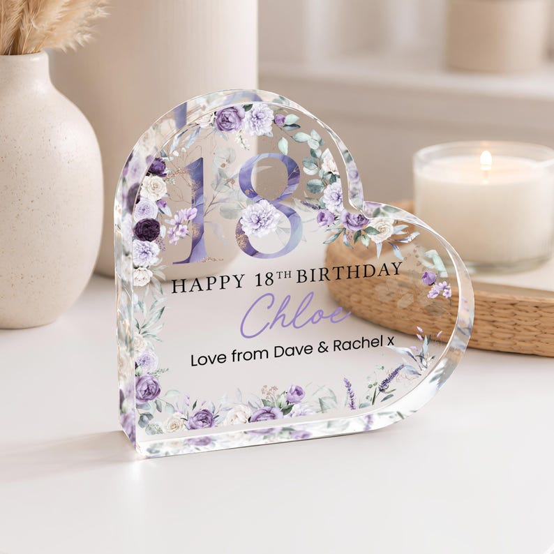 Personalised Happy 18th Birthday Gift Plaque, Birthday Gift For Her, 18th Birthday Gifts, Floral 18th Gift, Gifts for 18th Birthday image 3