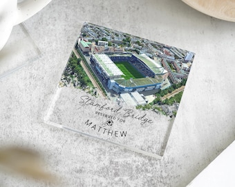 Personalised Cheslea Football Coaster, Stamford Bridge Stadium Coaster, Daddy Gift, Football Gift, Chelsea Gift, Grandad Coaster Gift