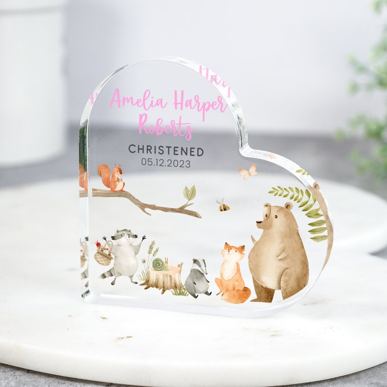 Personalised Christening Gift, Woodland Forest Animals Gift, Christening Keepsake Gift, Gift for New Baby, Baptised Gift, Animal Gifts image 4