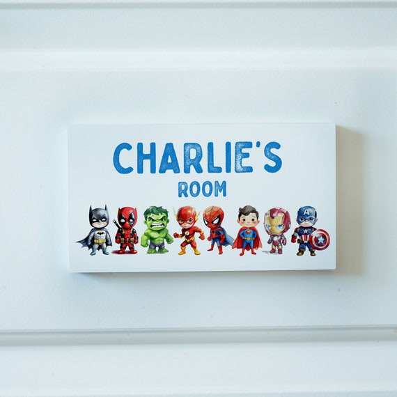 Personalised Super Hero Door Sign, Kids Door Sign, Baby Door Sign, Baby Nursery Door Plaque, Kids Sign, Hero Door Sign, Kids Bedroom Gifts