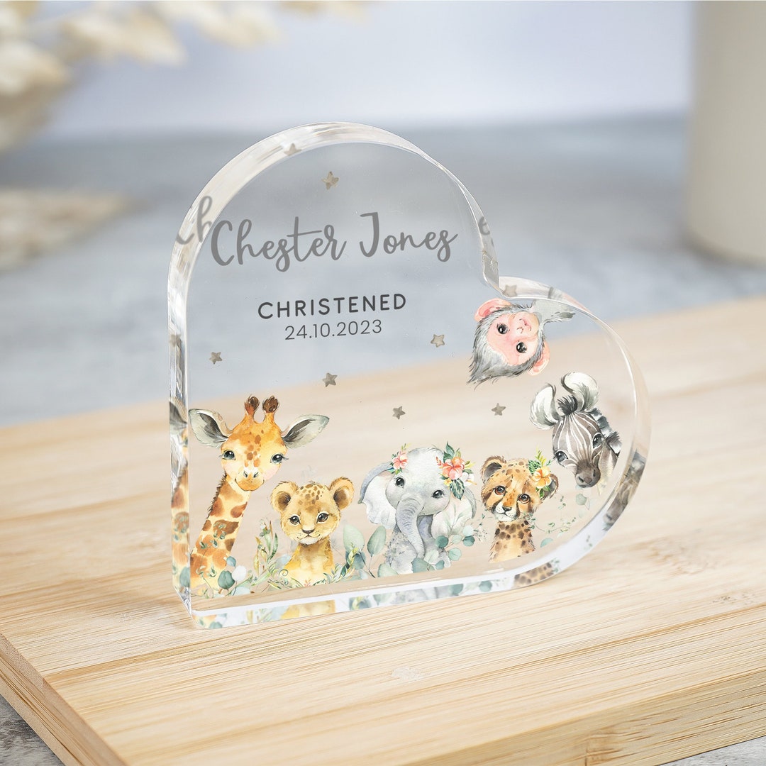 Personalised Christening Gift, Safari Animals Gift, Christening Keepsake Gift, Gift for New Baby
