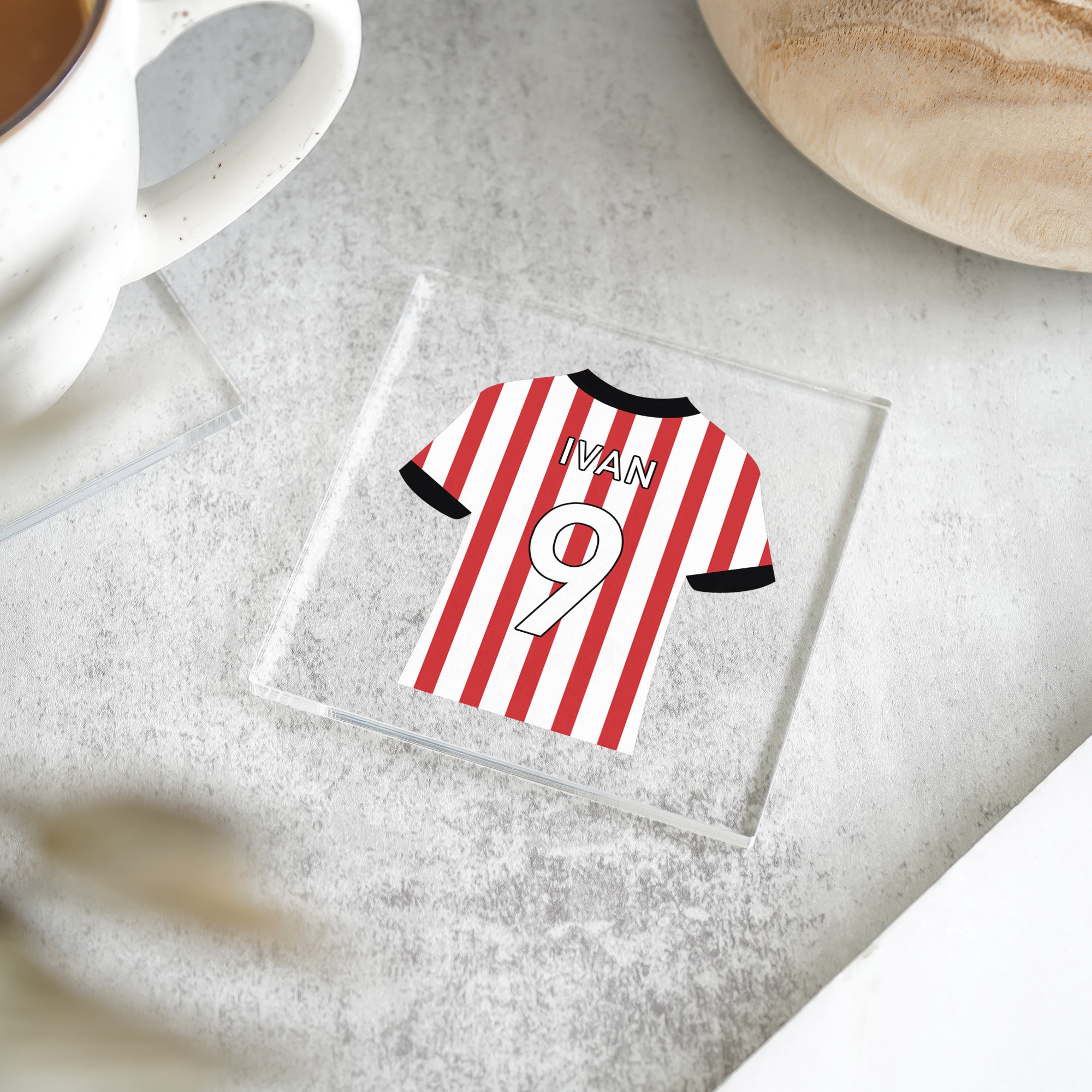 Personalized Football Shirt Coaster, Football Gifts, Daddy Coaster, Kids Coaster, Father's Day Gifts, Daddy Grandad Gifts, Sport Gifts