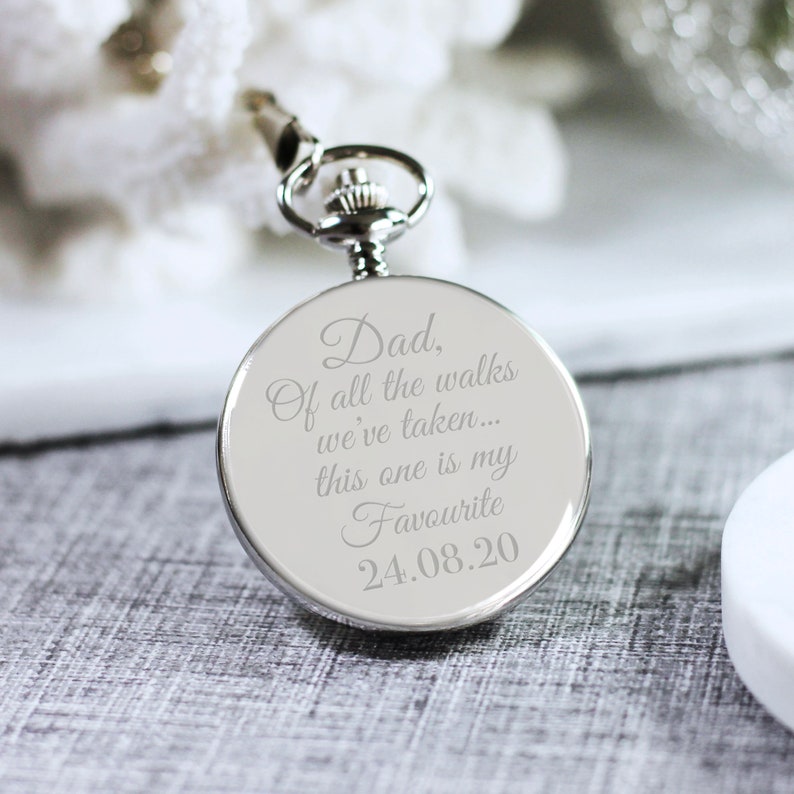 Personalised Engraved Pocket Watch Father of the Bride Gift Etsy