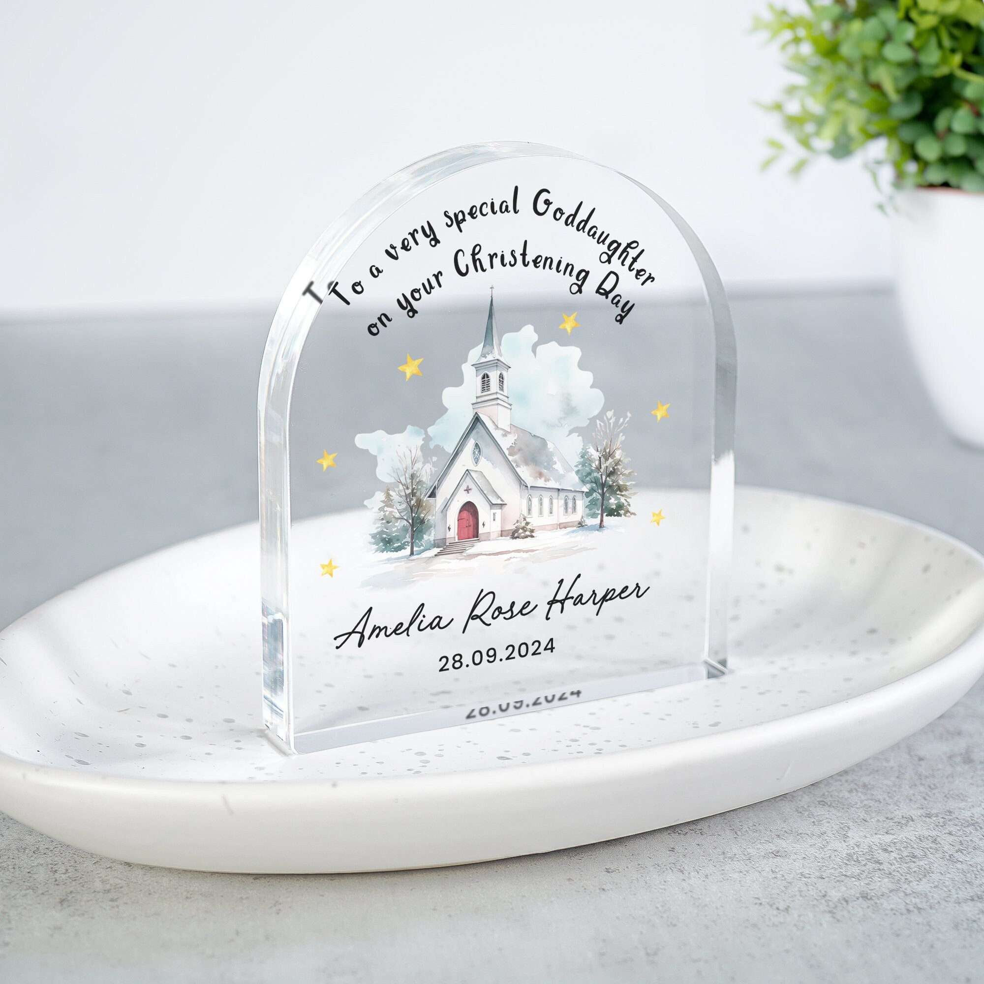 Personalised Christening Plaque for Goddaughter, Godmother to Baby Gift, Godchild Gifts, Dedication Day Gift, Baptised Gift, Godparents Gift