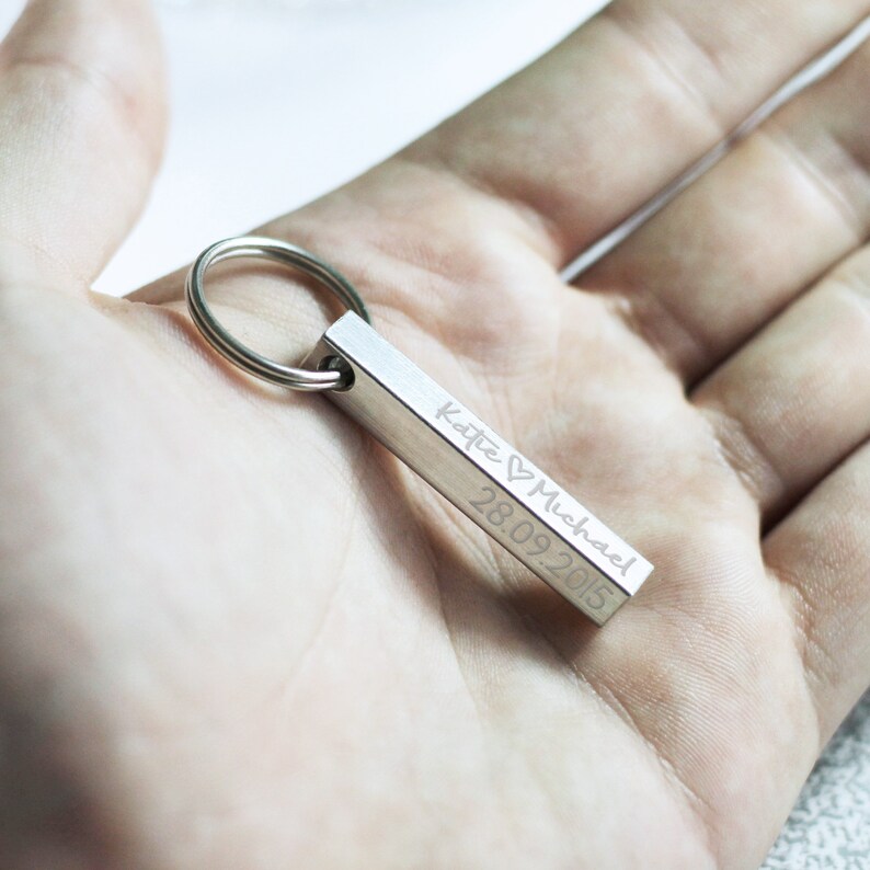 Personalised Engraved Solid Bar Keyring Personalised Keyring | Etsy