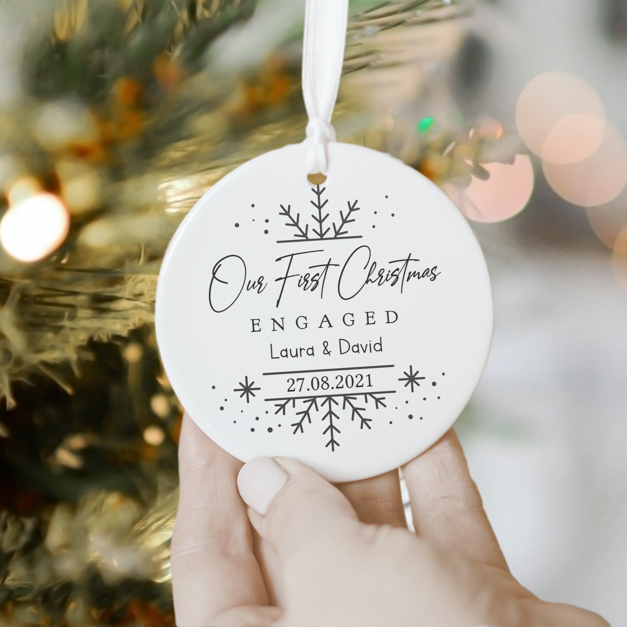 Personalised First Christmas Engaged Bauble Holiday Decor Festive Christmas Decor Christmas Tree Christmas Decorations Xmas Gift