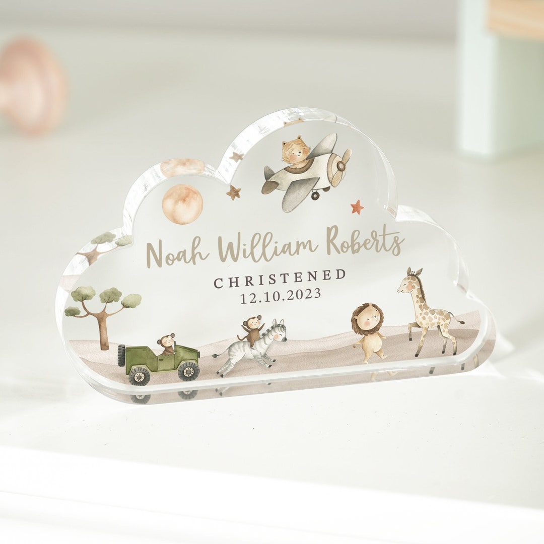 Personalised Christening Gift, Cloud Baby Plaque, Christening Keepsake