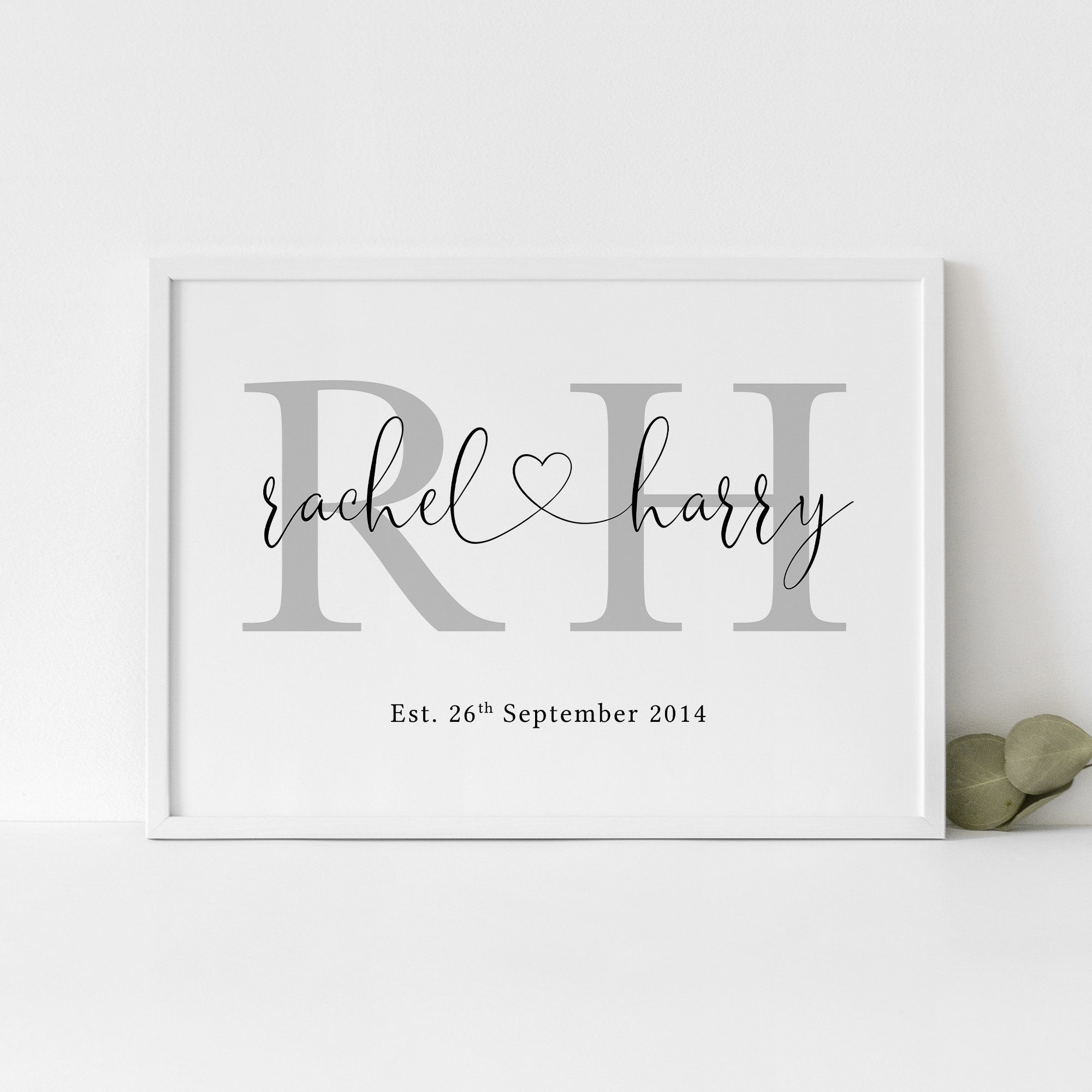 Personalised Initials & Names Print, Valentines Print, Love Couple Pr…