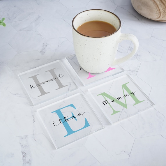 Personalised Initial Coaster Customised Name Coaster Birthday Gift Drinks Coaster Personalised Coasters Daddy Gifts Home Gifts Etsy UK