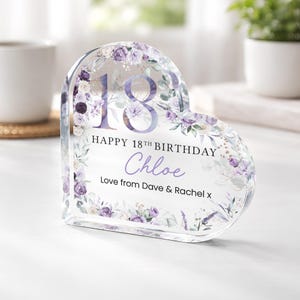Personalised Happy 18th Birthday Gift Plaque, Birthday Gift For Her, 18th Birthday Gifts, Floral 18th Gift, Gifts for 18th Birthday image 2