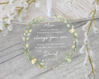 Personalised Mother of the Groom Gift, Frosted Acrylic, Groom to Mother, Gifts from Groom, Mum of Groom Gifts, Father of Groom Gifts