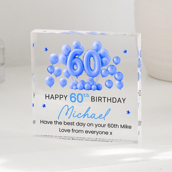 Sottobicchiere Happy 60th Birthday - 9x9 Cm, MDF Rigido Con Finitura Lucida