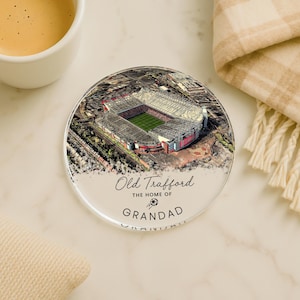 Personalised Manchester United Football Coaster, Old Trafford Stadium Coaster, Daddy Coaster, Football Gifts, Man Utd Gifts