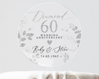 Personalised Anniversary Cake Topper, Diamond Anniversary Cake Topper, 60th Anniversary Cake Topper, 60th Anniversary Gift, 60th Anniversary