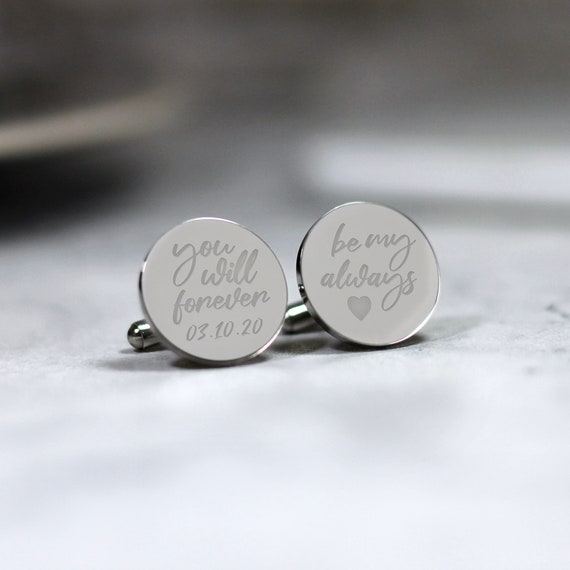 Groom sclr13 Personalised Silver round cufflinks Best Man personalised with Name Role and Wedding Date Perfect gift for Usher Groomsman