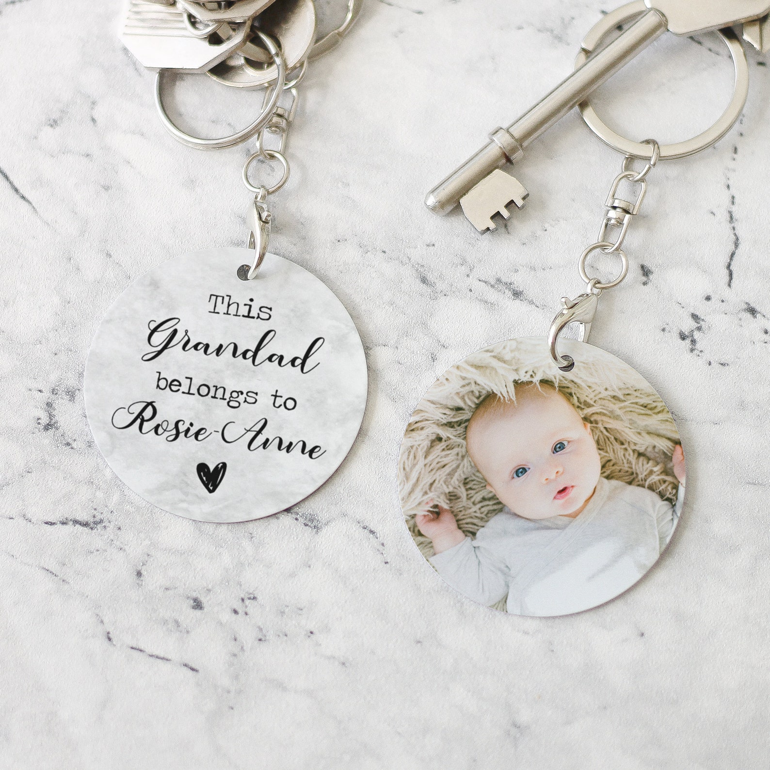 Personalised New Baby Keyring Double Sided Photo Keyring Etsy