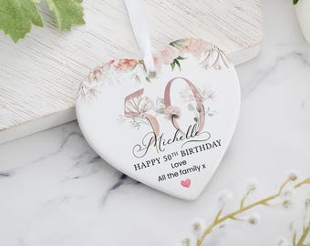 Personalised Happy 50th Birthday Gift, Birthday Heart Ceramic, 50th Birthday Gift for Mum, 50th Gifts, Gifts for Nanny, 50th Birthday Gifts