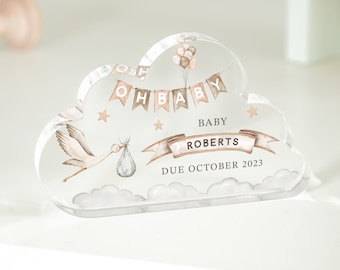 Personalised Baby Shower Gift, Baby Announcement Plaque, New Baby Keepsake Gift, New Mummy To Be, Pregnancy Gift, Congratulations gift