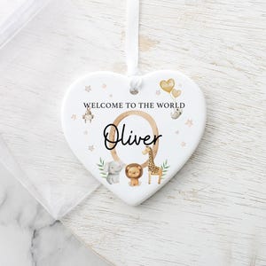 Personalised Welcome To The World Heart Ceramic, New Baby Gift, Newborn Gift, Gift for Nephew, Niece, Grandson Granddaughter Gifts, New Baby