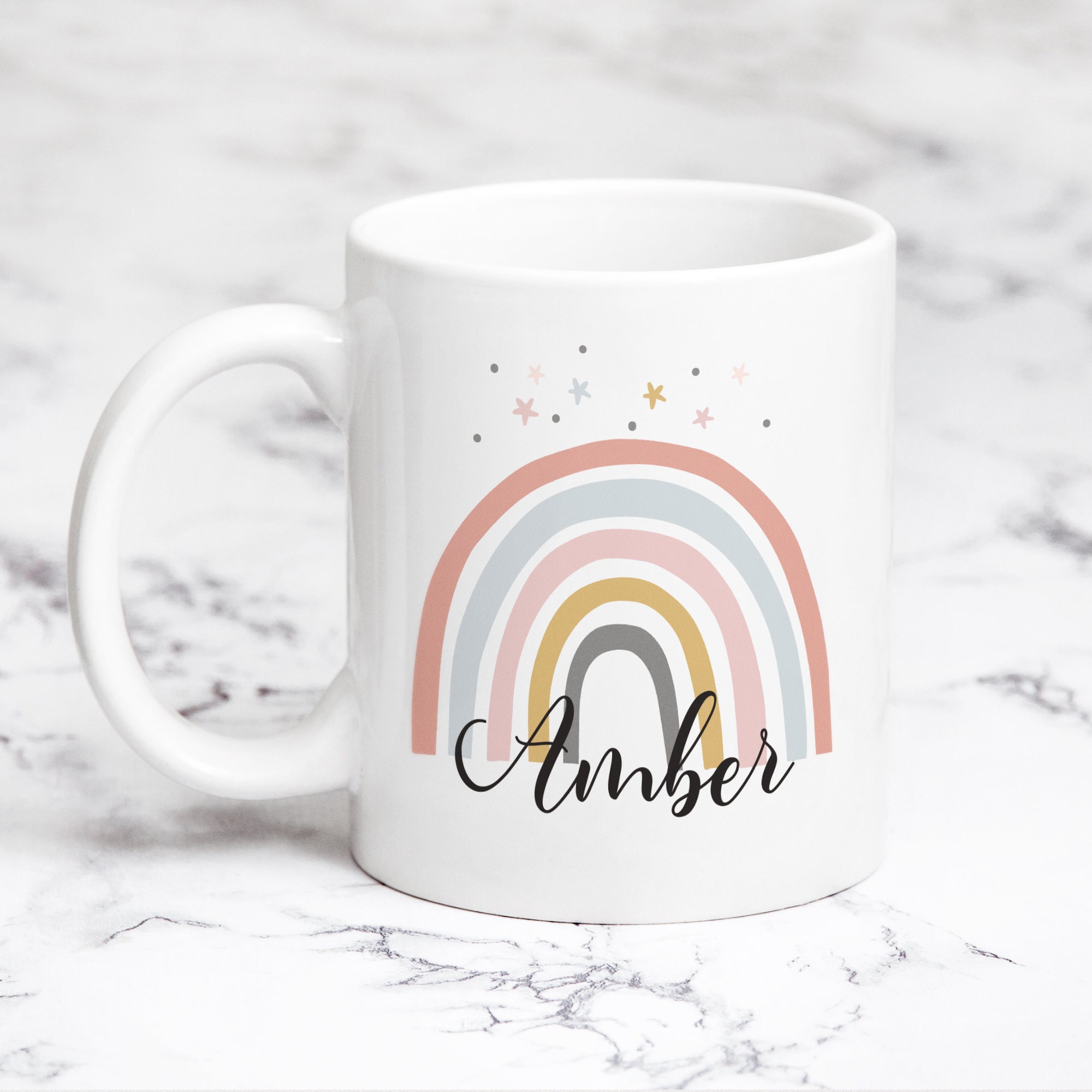 Personalised Rainbow Mug Watercolour Rainbow Mug Rainbow Etsy